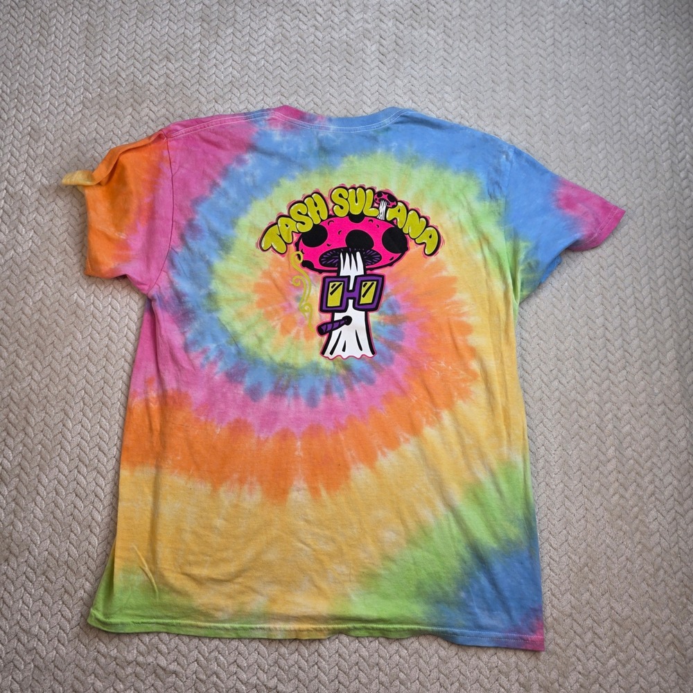Tash Sultana Sugar Mushroom Tie Dye T-Shirt Mens XL Rainbow Concert Merch